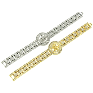 Iced-out hip hop dollar sign watch chain necklaces in silver and gold plating