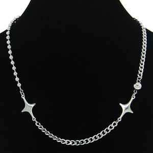 Cool Minimalist Titanium Steel Star Patchwork Necklace Polished Ball Chain Link Choker Jewelry For Men Women Daily Decor