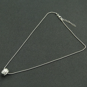 Double-layered silver ball chain necklace with multi-ring pendant and lobster clasp