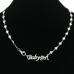 Fashion Stainless Steel Heart Chain Babygirl Letter Pendant Necklace For Women Sweet Cool Silver Color Choker Jewelry