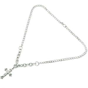 Silberne Kreuz-Halskette mit Zirkonia-Anhänger und kubanischer Kette für Damen