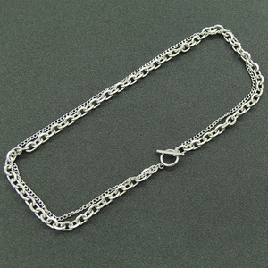 Collier double couche en acier inoxydable avec fermoir à bascule argenté