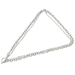 Collier double couche en acier inoxydable argenté avec fermoir à bascule OT élégant