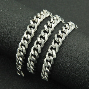 Polished 9mm stainless steel Cuban link necklace with classic flat chain design for men
