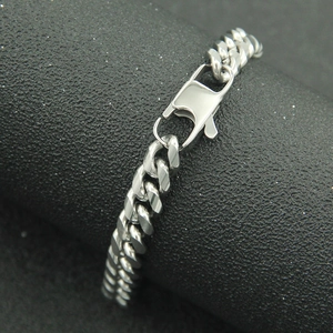 Sleek silver stainless steel Cuban chain necklace with large lobster clasp for men and women