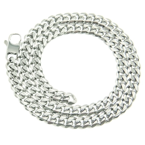 Polished stainless steel Miami curb link bracelet with a secure lobster claw clasp