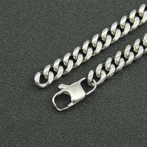 Polished silver Miami Cuban link chain necklace with a secure lobster clasp closure