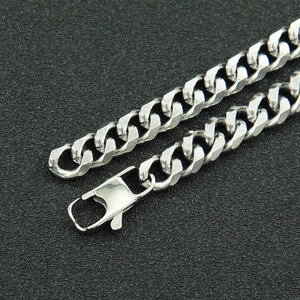 Polished silver titanium steel Cuban link bracelet with a secure lobster clasp