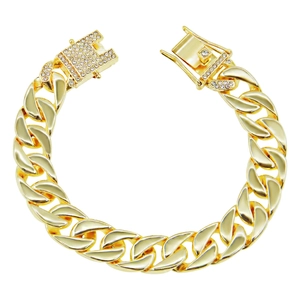Men Hip Hop Iced Out Cuban Link Bracelet Gold Silver Plated Zinc Alloy Rhinestone Clasp Streetwear Punk Fashion Jewelry