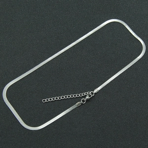 Minimalist silver stainless steel flat snake chain necklace with lobster clasp closure