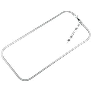 Sleek silver stainless steel flat herringbone snake chain necklace with lobster clasp