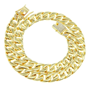 Collana da Uomo Hip Hop Catena Cubana Chiusura a Farfalla in Strass Placcato Oro Argento Gioielli Streetwear Iced Out