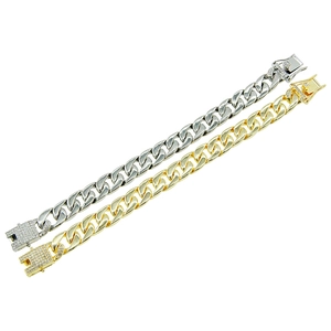 Mens 13mm iced out Cuban link chains in gold and silver with diamond butterfly clasp