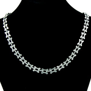 Titanium Steel Bone Shaped Link Chain Necklace Bracelet For Men Women Silver Polished Punk Hip Hop Jewelry Neck Chain