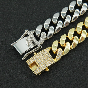Bracelets gourmette cubaine hip hop en or et argent avec fermoirs à diamants glacés