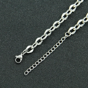 Polished silver titanium steel chain bracelet with adjustable lobster clasp and industrial links