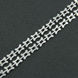 Punk style silver titanium steel curb chain bracelet with unique geometric links