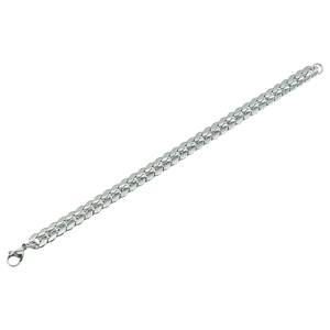 Polished silver stainless steel Cuban link chain bracelet with a classic lobster clasp