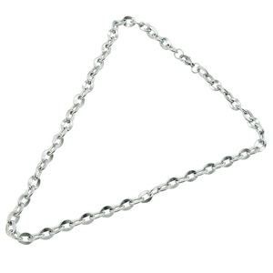 Polished silver titanium steel O-chain bracelet with secure lobster clasp on white background