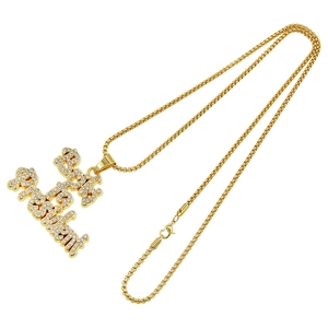 Collier hip hop doré avec pendentif lettres BAD BABE serti de strass pour hommes mode