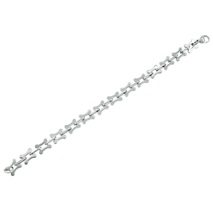 Polished silver punk titanium steel chain bracelet with durable lobster clasp closure
