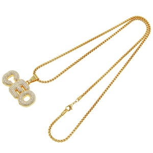 Collier hip hop doré avec pendentif CEO serti de strass et chaîne box pour hommes
