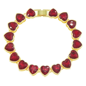 Bracciale Hip Hop da Uomo Con Strass a Cuore Rosso Lega Bracciale a Catena Cubana Per Uomo Gioielli Cool Oro Argento 8 Pollici