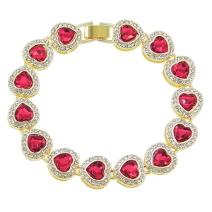 Hip Hop Heart Rhinestone Cuban Chain Bracelet For Men Gold Silver Plated Punk Heart Stylish Fashion Jewelry Ornament
