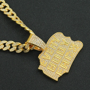 Golden hip-hop Cuban link necklace with iced out Every Body Eats letter pendant