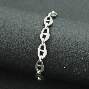 Bracciale a catena con maglia ancora in acciaio inossidabile lucido dal design moderno