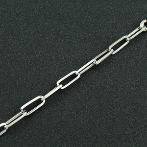 Polished silver stainless steel paperclip chain necklace for a minimalist look