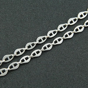 Collana a catena con maglie a ancora in acciaio al titanio argento lucido