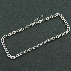 Polished stainless steel oval link chain necklace with lobster clasp and extension
