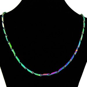 Hip Hop Titanstahl Bambusknoten Halskette Für Herren Damen Irisierend Galvanisiert Mehrfarbig Silber Halskette Schmuck