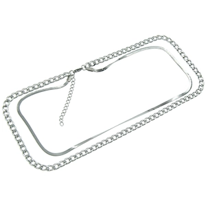 Collier double couche en acier inoxydable argenté avec chaîne serpent plate et gourmette