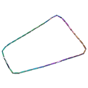 Regenbogenfarbene Titanstahl-Gliederkette im Bambus-Design mit Karabinerverschluss