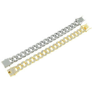 Collana hip hop Miami Cuban link da uomo in oro e argento con pavé di zirconi lucidi