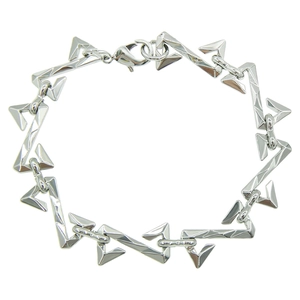 Bracelet à maillons géométriques argenté avec design en zigzag poli et fermoir mousqueton