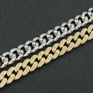 Colliers cubains style hip hop en argent et or glacé avec pierres de zircon