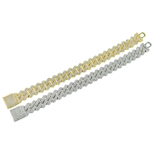 Men's hip hop iced out Cuban link chain necklaces in gold and silver diamond finishes