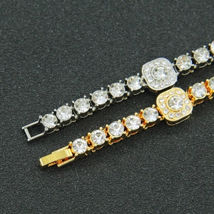 Hip-Hop-Tennisarmband in Silber und Gold mit funkelnden Zirkonia-Steinen für Damen und Herren