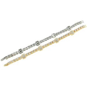 Hip-Hop-Tennisarmbänder mit funkelnden Kristallen in Gold- und Silberschicht