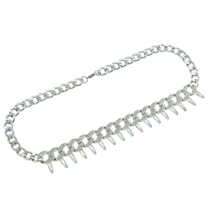 Collier à chaîne cubaine de luxe avec strass et pendentifs à pointes irisées pour femmes et hommes