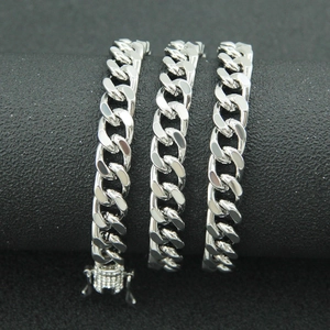 Silver Cuban link chain necklace with iced-out micro-pave zircon box clasp closure