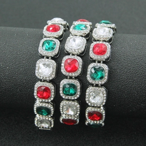 Men hip hop multi-color cz diamond cuban link necklace with ruby and emerald gems