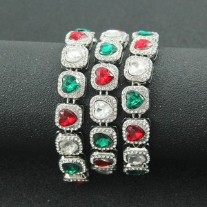 Colliers cubains hip-hop pour hommes avec strass colorés en forme de cœur et base en argent
