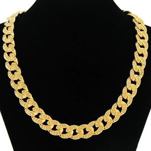 Collana a catena cubana dorata da uomo in stile hip hop con pavé di diamanti sintetici lucidi