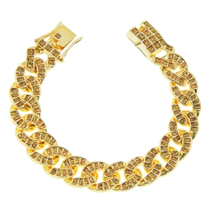 Hip Hop Herren Legierung Kubanische Kette Armband Mit Glitzer Strass Streetwear Coole Breite Kette Schmuck Gold Silber Farbe