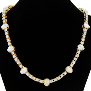 Hip Hop Colorful Skull Rhinestone Cuban Link Necklace Bracelet Alloy Inlaid Gothic Punk Jewelry Accessory For Men Women
