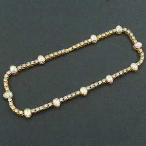 Icy gold hip hop tennis chain with colorful diamond skull pendants for men necklaces